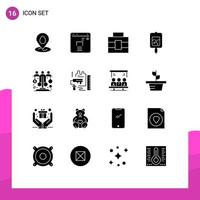 16 Solid Glyph concept for Websites Mobile and Apps sponsor equity toolbox dollar sugar test Editable Vector Design Elements