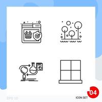 Modern Pack of 4 Icons Line Outline Symbols isolated on White Backgound for Website designing vector