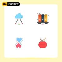 Group of 4 Modern Flat Icons Set for cloud eight technology knowledge drum Editable Vector Design Elements