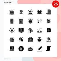 Group of 25 Modern Solid Glyphs Set for file happy boat day summer Editable Vector Design Elements