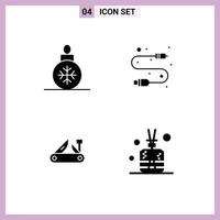 User Interface Pack of 4 Basic Solid Glyphs of ball knife decoration usb pocket knife Editable Vector Design Elements