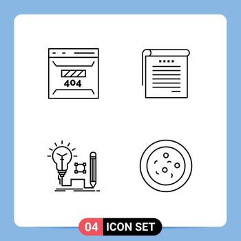 Group of 4 Modern Filledline Flat Colors Set for develop idea page notes key Editable Vector Design Elements