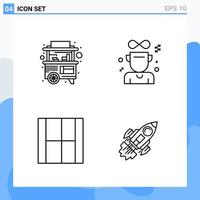 Modern 4 Line style icons Outline Symbols for general use Creative Line Icon Sign Isolated on White Background 4 Icons Pack vector