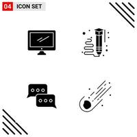 Pixle Perfect Set of 4 Solid Icons Glyph Icon Set for Webite Designing and Mobile Applications Interface vector