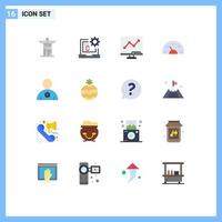 conjunto de 16 iconos de interfaz de usuario modernos signos de símbolos para el tablero de instrumentos desarrollo de automóviles pantalla de bicicleta paquete editable de elementos de diseño de vectores creativos