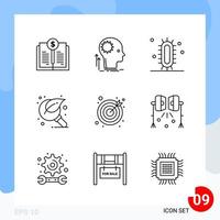 Modern Pack of 9 Icons Line Outline Symbols isolated on White Backgound for Website designing vector