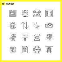 16 Icon Set Simple Line Symbols Outline Sign on White Background for Website Design Mobile Applications and Print Media vector