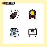 Set of 4 Modern UI Icons Symbols Signs for drumstick coffee leg license menu Editable Vector Design Elements