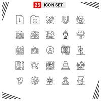 Universal Icon Symbols Group of 25 Modern Lines of measurement circle trumpet balance plumber Editable Vector Design Elements