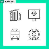 paquete de 4 iconos de estilo de línea establece símbolos de esquema para imprimir signos creativos aislados en fondo blanco 4 conjunto de iconos vector