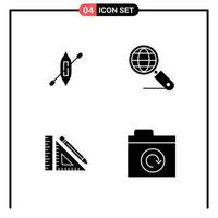 conjunto de 4 iconos de estilo sólido para web y símbolos de glifos móviles para imprimir signos de iconos sólidos aislados en fondo blanco vector