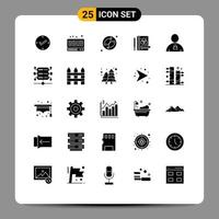 Set of 25 Commercial Solid Glyphs pack for padlock human fish body stationery Editable Vector Design Elements
