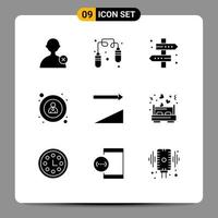 Solid Glyph Pack of 9 Universal Symbols of bed sort tag ascending navigation Editable Vector Design Elements