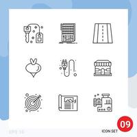 9 Universal Outline Signs Symbols of plug spring studio vegetable food Editable Vector Design Elements