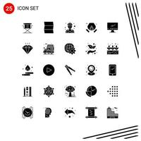 Group of 25 Modern Solid Glyphs Set for device computer mechanic waste mask Editable Vector Design Elements