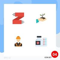 4 iconos planos universales signos símbolos de accesorios préstamo calzado caridad pago elementos de diseño vectorial editables vector