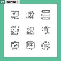 paquete de iconos de vector de stock de 9 signos y símbolos de línea para elementos de diseño de vector editables del servicio de asistencia de cepillo de alojamiento de limpieza de bulbos