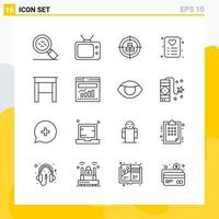 Collection of 16 Universal Line Icons Icon Set for Web and Mobile vector