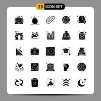 25 Black Icon Pack Glyph Symbols Signs for Responsive designs on white background 25 Icons Set vector