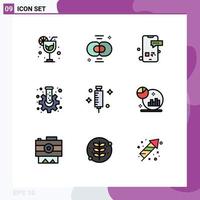 Set of 9 Modern UI Icons Symbols Signs for doctor gear communication flask text Editable Vector Design Elements