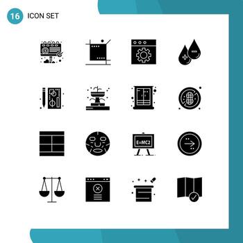 16 concepto de glifo sólido para sitios web móviles y navegador de aplicaciones más herramientas elementos de diseño vectorial editables de sangre líquida vector