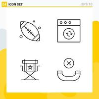 Collection of 4 Universal Line Icons Icon Set for Web and Mobile vector