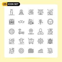 25 iconos creativos para el diseño moderno de sitios web y aplicaciones móviles receptivas 25 símbolos de contorno signos sobre fondo blanco paquete de 25 iconos vector