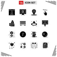 16 Icons Solid Style Grid Based Creative Glyph Symbols for Website Design Simple Solid Icon Signs Isolated on White Background 16 Icon Set vector