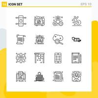 User Interface Pack of 16 Basic Outlines of document escape clock comfort business Editable Vector Design Elements