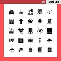 25 Icon Pack Solid Style Glyph Symbols on White Background Simple Signs for general designing vector