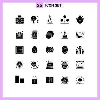 conjunto moderno de 25 glifos y símbolos sólidos, como el árbol de gemas, elementos de diseño vectorial editables del bosque natural preciso vector