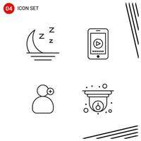 Collection of 4 Vector Icons in Line style Pixle Perfect Outline Symbols for Web and Mobile Line Icon Signs on White Background 4 Icons