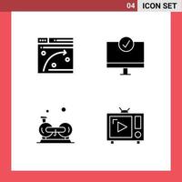 Group of 4 Modern Solid Glyphs Set for web cycling hosting devices fitness Editable Vector Design Elements