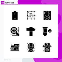 Solid Icon set Pack of 9 Glyph Icons isolated on White Background for Web Print and Mobile vector