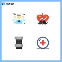 conjunto moderno de 4 iconos y símbolos planos, como carpintero de negocios, personas, padre, ingeniería, elementos de diseño vectorial editables vector