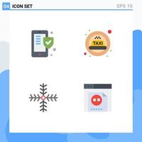 Universal Icon Symbols Group of 4 Modern Flat Icons of phone snowflake shield taxi error Editable Vector Design Elements