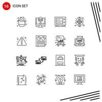 16 Thematic Vector Outlines and Editable Symbols of error lantern computer lamp safe Editable Vector Design Elements