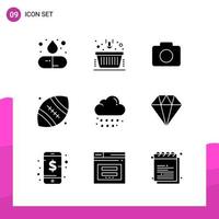 Glyph Icon set Pack of 9 Solid Icons isolated on White Background for responsive Website Design Print and Mobile Applications vector