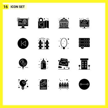 16 Solid Glyph concept for Websites Mobile and Apps arrow options hotel monitoring configuration Editable Vector Design Elements