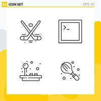 Collection of 4 Universal Line Icons Icon Set for Web and Mobile vector