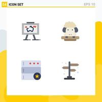 Modern Set of 4 Flat Icons Pictograph of presentation database photo lamb server Editable Vector Design Elements