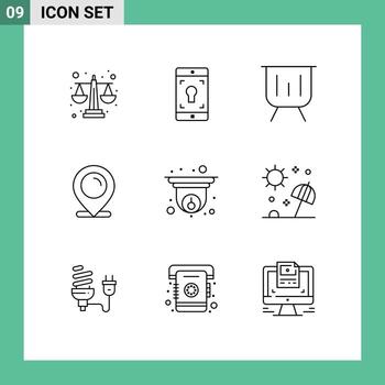 9 Outline concept for Websites Mobile and Apps cam ecommerce business map presentation Editable Vector Design Elements