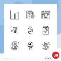 conjunto de 9 iconos de interfaz de usuario modernos símbolos signos para datos página web del bebé tulipán de pascua elementos de diseño vectorial editables vector