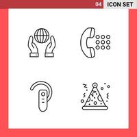 4 Icon Pack Line Style Outline Symbols on White Background Simple Signs for general designing vector