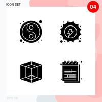 Vector Pack of 4 Icons in Solid Style Creative Glyph Pack isolated on White Background for Web and Mobile