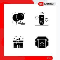 Creative Set of 4 Universal Glyph Icons isolated on White Background vector