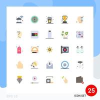 Pack of 25 Modern Flat Colors Signs and Symbols for Web Print Media such as mind game coffee sport achievment Editable Vector Design Elements