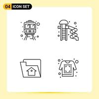 Mobile Interface Line Set of 4 Pictograms of rail setting park slider park print Editable Vector Design Elements