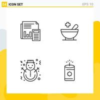 Collection of 4 Universal Line Icons Icon Set for Web and Mobile vector