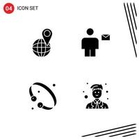 paquete de iconos de vector de stock de 4 signos y símbolos de línea para elementos de diseño de vector editables de joyería de sobre de mundo de brazalete global